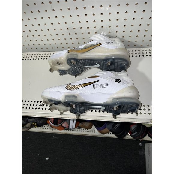 Nike Force Zoom Trout 7 Mens Metal Baseball Cleats Size 7.5 White Gold Black - Picture 6 of 9